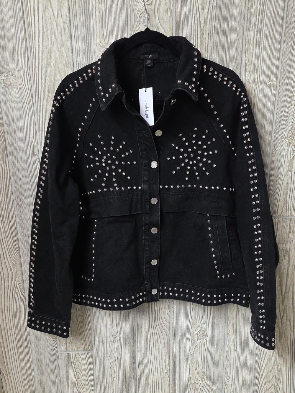 Nasty Gal Western Studded Denim Jacket Womens Size 8 NWT